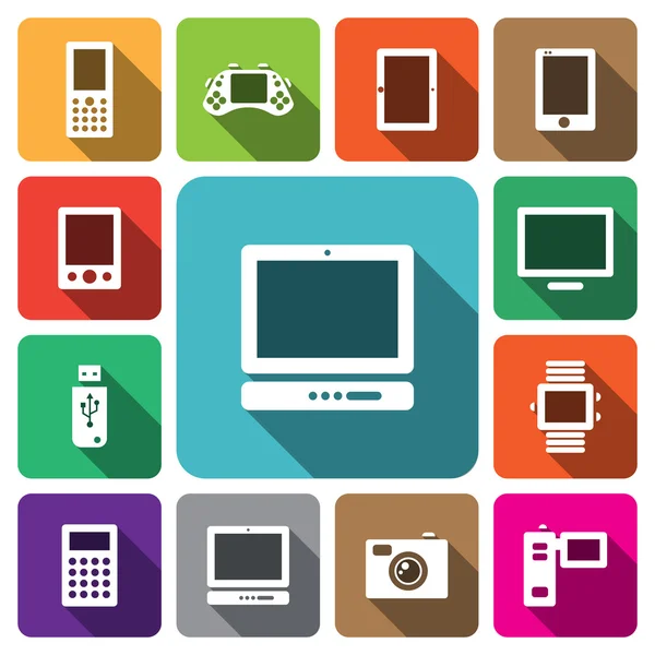 Conjunto de ícone de dispositivo eletrônico multimídia digital — Vetor de Stock