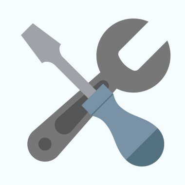Çapraz anahtarlı ve tornavidalı araç veya ayar simgesi 