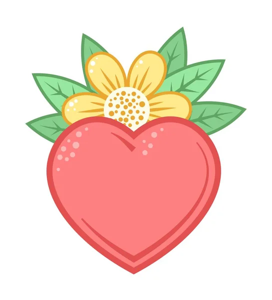 Heart icon with yellow flower on background. Vector illustration Royalty Free Stock Illustrations