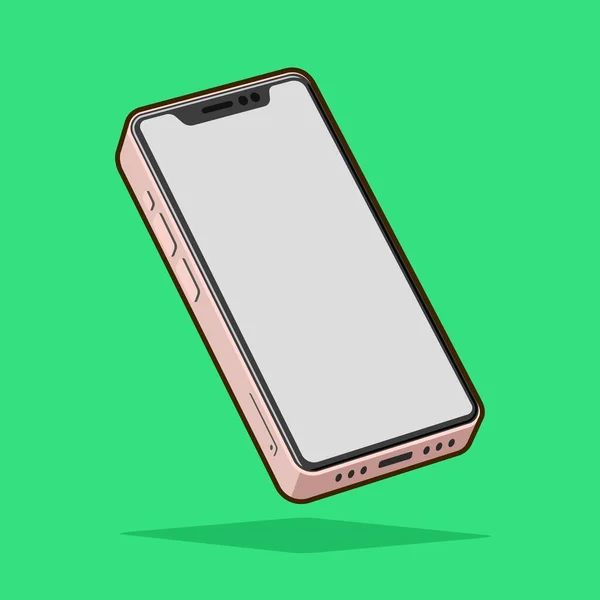 緑の背景に隔離されたピンクのスマートフォン ベクターイラスト — ストックベクタ