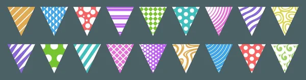 Set Bunting Flags Carnival Garlands Holiday Decoration Vector Illustration — ストックベクタ