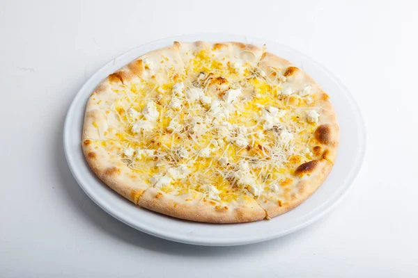 Pizza Italiana Plato Blanco Plato Blanco — Foto de Stock