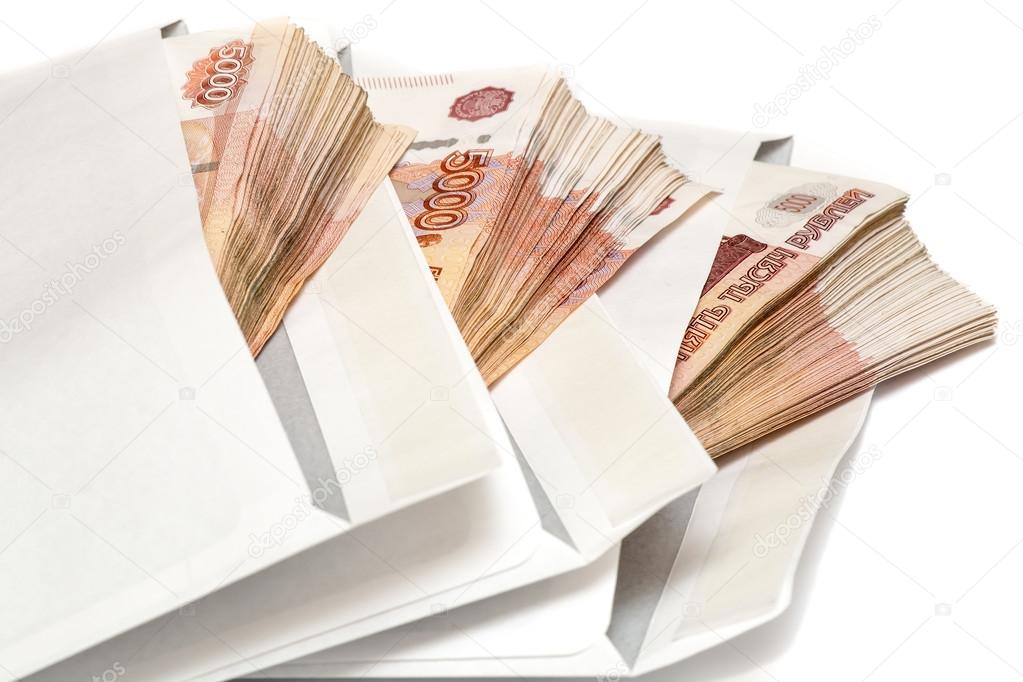 Pack of Russian banknotes in envelope