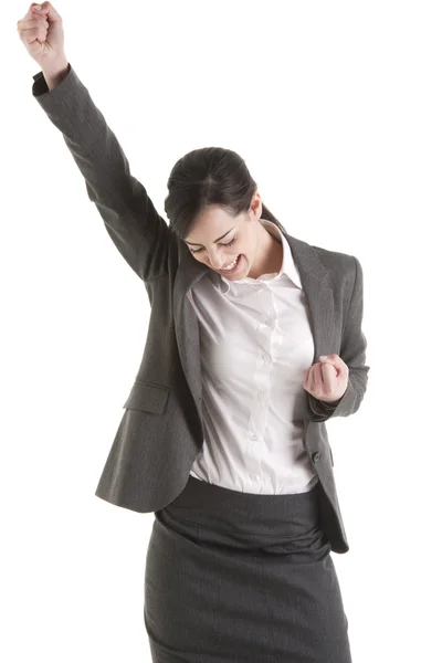 Businesswoman with arm raised — Stock Photo, Image