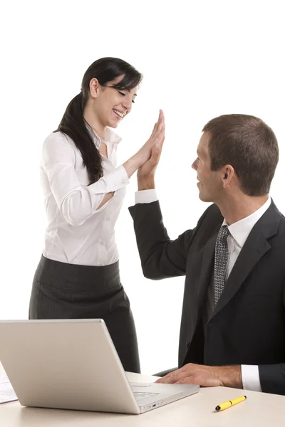 Business People giving high-five Stock Photo