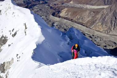 Island peak (Korece tse) Nepal dağcılık. Dağı zirve.