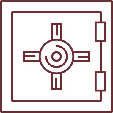 Safe icon. Vector bank money box under lock for treasure illustration. Deposit secure symbol. Outline flat strongbox for finance storage and business trust security. Financial protect and safety