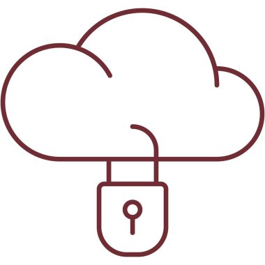 Cloud data under lock vector icon. Privacy secure and password access. Web network protect illustration. Digital safety technology, internet security symbol