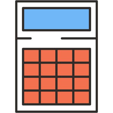 Web calculator icon vector graphic pictogram. Finance accounting application line symbol. User interface button or widget isolated on white background