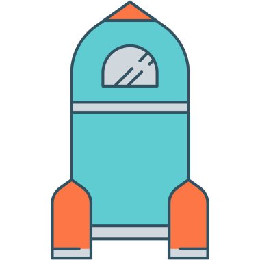 Rocket vector icon. Launch spaceship. Graphic shuttle. Technology start up illustration. Business, product and idea booster concept