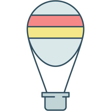 Air hot balloon vector icon isolated illustration. Flight on airship with basket. Travel and freedom, creative idea launch graphic symbol design. Adventure outline sign