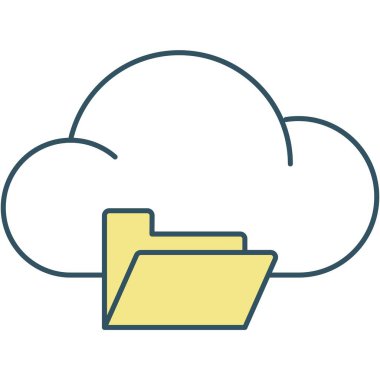 Cloud folder icon. Vector file document data information storage and upload flat symbol. Database server, service for backup, personal library and archive technology