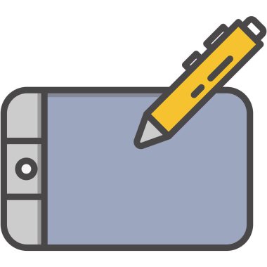 Digital tablet with pen icon vector. Graphic screen and stylus for hand electronic signature drawing illustration isolated on white background