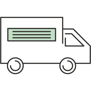 Delivery icon. Vector van fast transport service. Cargo truck vehicle flat symbol. Free freight quick parcel shipping graphic sign isolated on white background