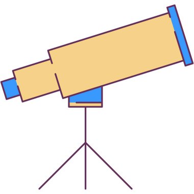 Telescope icon spyglass vector. Astronomy and planetarium concept. Space and cosmos discover, observe and star search. Optical device flat illustration isolated on white background