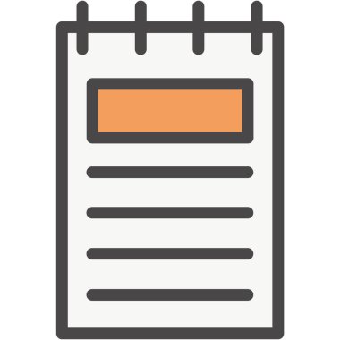 Paper notepad icon vector pictogram. Note document sign, registration list page sheet, spiral notebook illustration isolated on white background