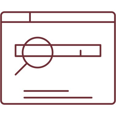 İnternet vektör simgesi üzerinde internet araması. Sayfa analizi, çevrimiçi veri bulma. Web sitesi, tarayıcı analitik çizgi sembolü beyaz arkaplanda izole edildi. SEO optimizasyon kavramı