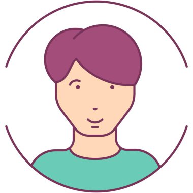 Yüz avatar vektörü. İnsanların simgesi. İş karakteri, insan portresi. Düz kullanıcı profili resmi beyaza izole edildi