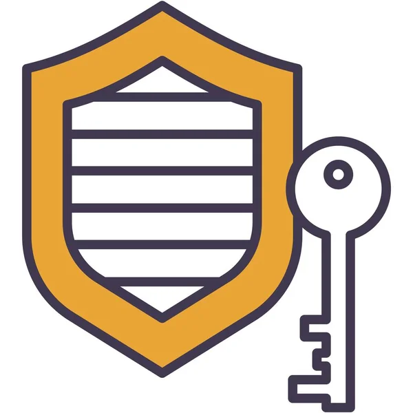 Shield Emblem Key Icon Vector Smart Home Symbol Security Protection — Διανυσματικό Αρχείο