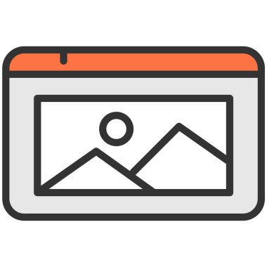 Resim sembollü resim resim galerisi vektör simgesi. Fotoğraf depolama albüm dizini veya ekran görüntüsü düzenleme uygulaması için tasarım