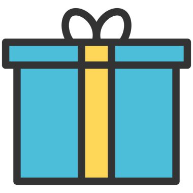 Hediye kutusu vektör simgesi. Özel hediye, ikramiye, ödül ya da sürpriz. Web ve uygulama tasarımı için fiyonklu karton paket