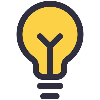 Fikir ampulü simgesi. Düz ışık vektör tasarımı. Yeni yaratıcı çözüm ya da yenilik, başarılı düşünme sembolü. Beyin fırtınası süreci ve hayal gücü kavramı