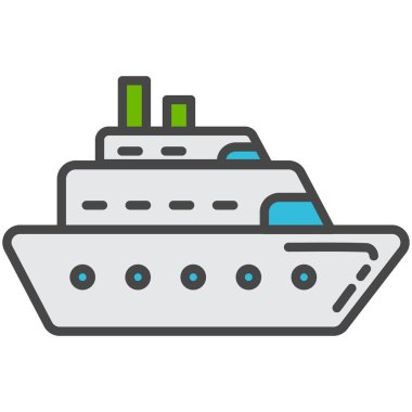 Gemi simgesi. Yolcu yolcu gemisi ya da kargo gemisi vektör tasarımı. Deniz taşımacılığı şirketi logosu. Nakliye ya da denizcilik seyahat sembolü