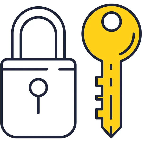 Lock Key Vector Icon Closed Padlock Symbol Web Privacy Line — Διανυσματικό Αρχείο
