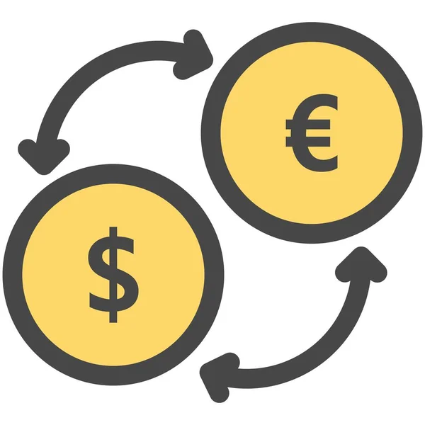 Currency Exchange Icon Dollar Euro Conversion Vector Money Trade Swap — Vetor de Stock