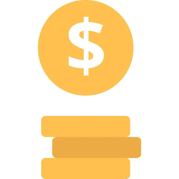 Money Stack Vector Dollar Coin Pile Icon Gold Currency Isolated — стоковый вектор