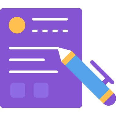 İş belgesi vektör simgesi. Ofis sözleşmesi kağıdı, beyaz arkaplanda izole edilmiş kalemle rapor dosyası