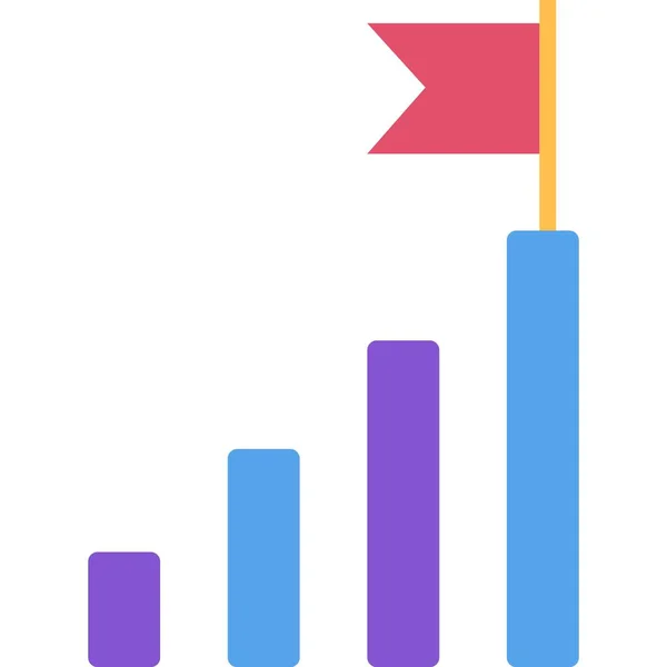 Graph Bar Flag Top Icon Vector Business Diagram Design Way — Vector de stock