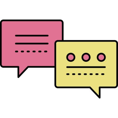 Konuşma balonu ikonu. İletişim ve reklam pazarlama kampanyası için düz mesaj sohbet kutusu vektörü