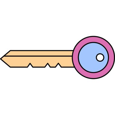 Anahtar simge vektörü. Basit bir güvenlik sembolü izole edildi. Güvenlik erişimi ve anahtar sözcük kavramı