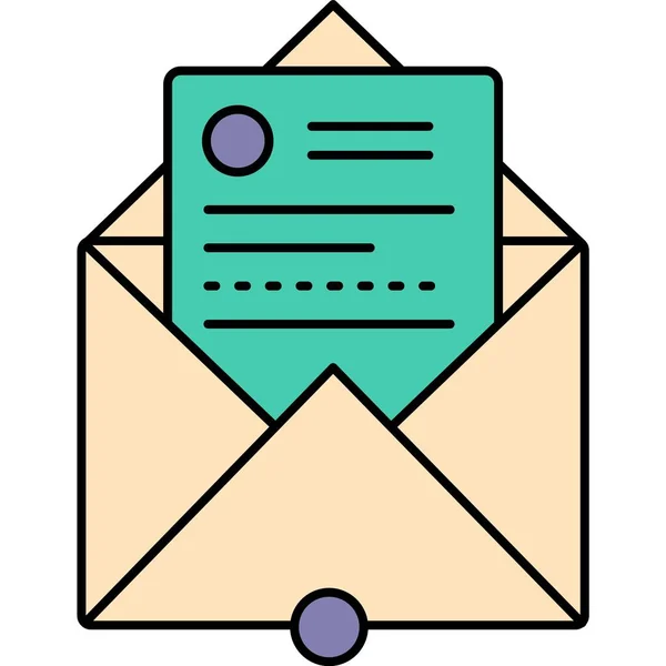 Open Letter Envelop Vector Mail Newsletter Icon Isolated Postal Symbol — Vetor de Stock