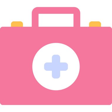 Doktor acil durum vektör ikonu. İlk yardım çantası izole edildi. Sağlık kutusu beyaz arka planda. Hastane servis sembolü