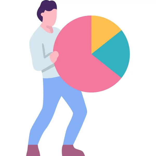Man Holding Pie Chart Vector Icon Businessman Character Statistics Segment — Stock Vector