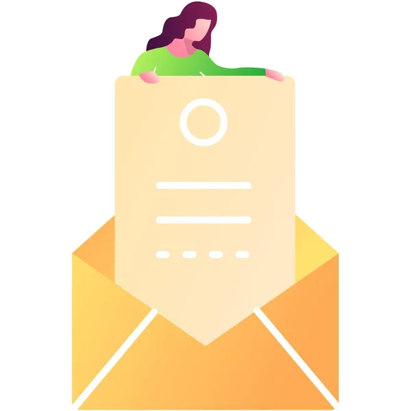 Woman Receive Invoice Flat Vector Icon Girl Getting Payment Receipt —  Vetores de Stock