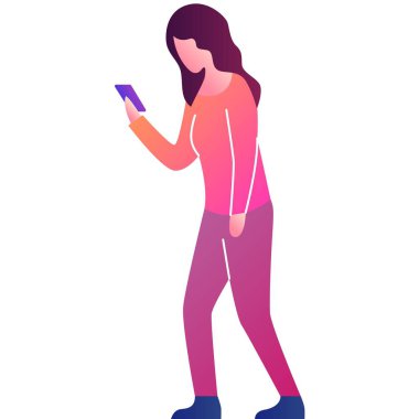 People having online video chat using mobile phone vector icon. People and digital communication concept