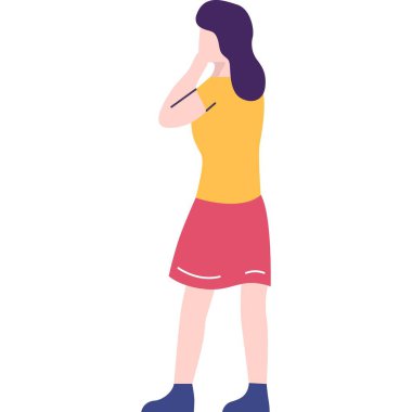 Shocked stressed woman character flat vector icon. Girl feeling panic standing isolated on white background