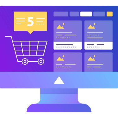 Çevrimiçi mağaza web sitesi vektör simgesi. İnternetteki perakende işi beyaz arka planda izole edilmiş. Satış ve indirim.