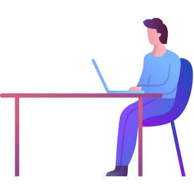 Eğitim eğitimi kursları çevrimiçi ikon vektörü. Mesafe bilgisi alan erkek öğrenci, beyaz arka planda izole İnternet üzerinde çalışma