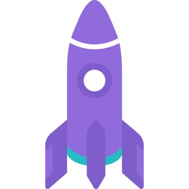 Uzay gemisi vektörü. Uzay roketi ikonu. Mekik kalkışı beyaz arkaplanda izole edildi. Keşif ve bilim konsepti