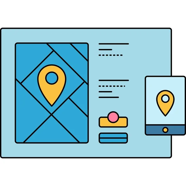 Icône Gps Carte Mobile Pour Vecteur Recherche Localisation Smartphone Avec — Image vectorielle