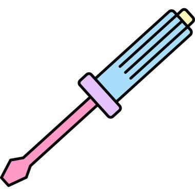 Tornavida vektörü. Anahtar aracı simgesi. Düz ağ onarım sembolü. İnşaat malzemeleri, donanım atölyesi logosu beyaz arkaplanda izole edilmiş