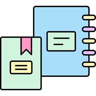 Eğitim ikonu. Not defteri vektörü. Günlük kâğıdı. Okul organizatörü, not defteri planlayıcısı ve sarmal ofis belgesi beyaz arkaplanda izole edildi