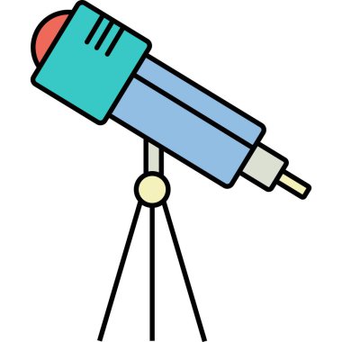 Teleskop vektörü. Astronomi ikonu. Spyglass beyaz arka planda izole edildi. Bilim ve uzay düz tasarımı keşfetti