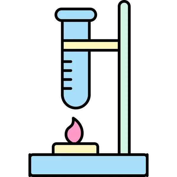 Tubo Teste Aquecido Acima Queimador Ícone Reação Química Processo Combustão — Vetor de Stock