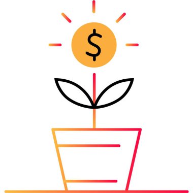 Yatırım özeti simgesinde geri dönüyor. Ot vektöründe büyüyen para bitkisi çiçeği beyaz arkaplanda izole edilmiş