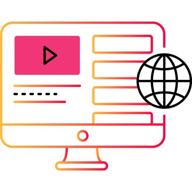 Çevrimiçi çalışma ana hatları simgesi. Vektör bilgisayar. İnternetteki okul eğitimi kursu. Öğrenciler için evden uzaklık eğitimi